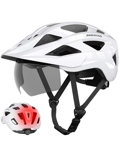 Adult Bike Helmet Rear Light & OTG Magnetic Goggles for Men Women