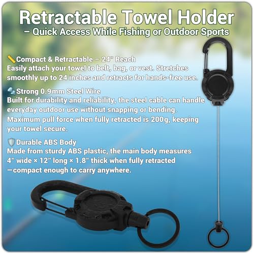 9 Pack Blue Fishing Towels with Clips & Zinger Retractors (9pcs-blue)