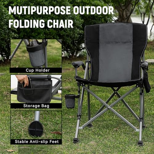 Fishing Chair with Upgraded 360° Adjustable Rod Holder (Grey)