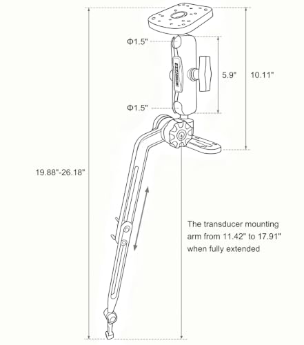 Kayak Fish Finder Mount with Transducer Arm