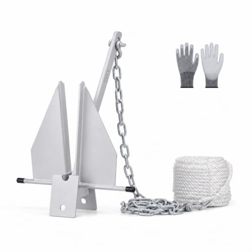 5.5/8/10/13/18 Zinc-Nickel Fluke Boat Anchor Kit, Danforth Anchor with Rope