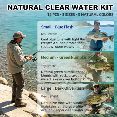Sea Urchin Baits for Bass Fishing (Blue Flash/Green Pumpkin Pepper/Dark Olive Flash)