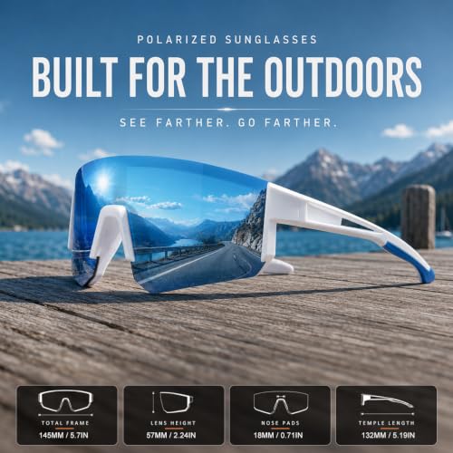 3 Pack Polarized Sports Sunglasses UV400 (A4-black+white Blue+white Pink)
