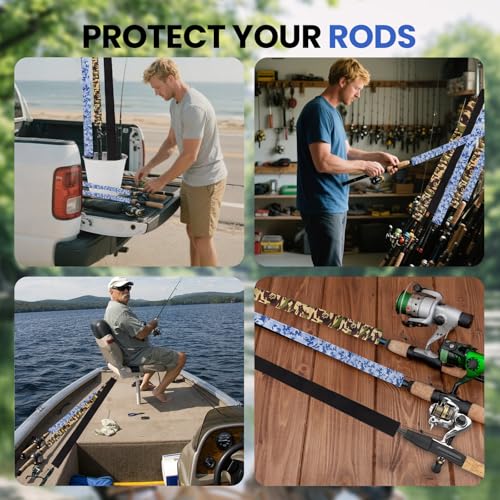 Neoprene Fishing Rod Sleeve Rod Socks for Casting (75" / Blue camo)