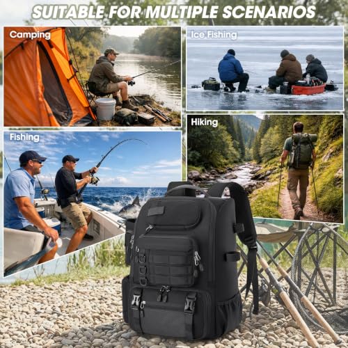 Fishing Backpack 40L Tackle Backpack with Rod Holders & Cooler