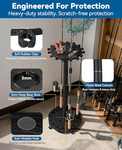Fishing Rod Holder Pole Rack for Garage with Wheels