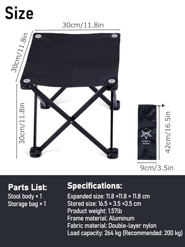 Compact Camping Folding Stool Aluminum Alloy Portable Stool (Black)