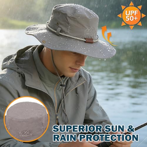 Waterproof Wide Brim Bucket Sun Hat Boonie Hat for Men & Women D Grey (D Grey)
