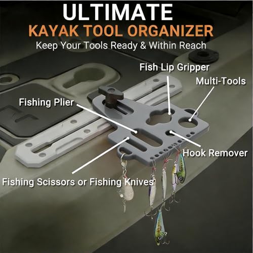 Universal Fishing Tool Holder for Boat & Kayak Gear Tracks (Gray)