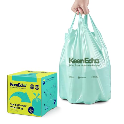 3 Gallon 200 Counts Small Green Trash Bags with Handle (Green 3 Gal / 1 Dispenser Box(4 Rolls))