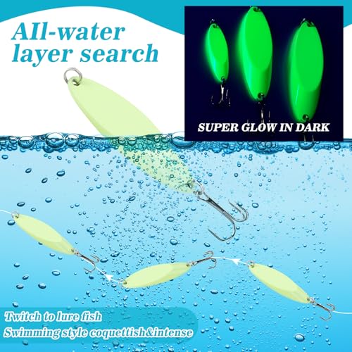 15 Pcs Glow in The Dark Fishing Lure with Treble Hook Jig 5g