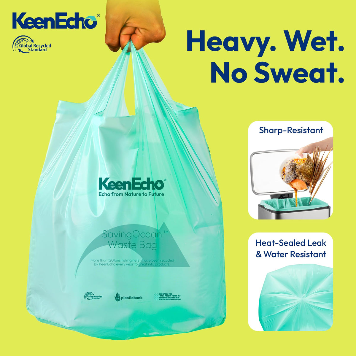 6 Gallon 200 Counts Small Green Trash Bags with Handle (Green 6 Gal / 1 Dispenser Box(4 Rolls))