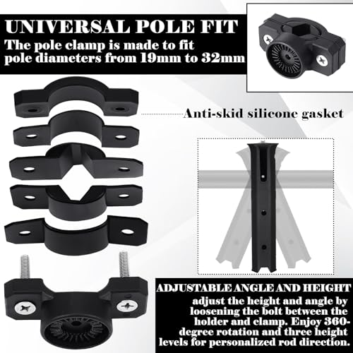 2 Pcs Fishing Rod Holder for Bike Rack Pole Mount Rotatable Fishing Chair Pole Holders with Clamp for Boat Bicycle Motorcycle Kayak Cart (black)