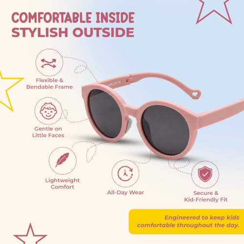 Kids Polarized Sunglasses for Boys & Girls (Blush Pink)