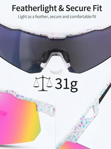 Cycling Sunglasses for Men Women (White Pink)