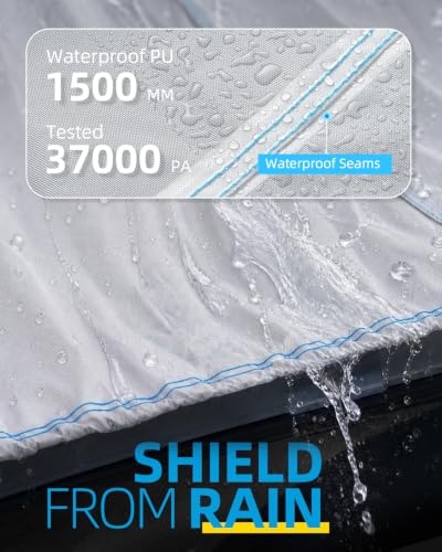 1200D Bass Fishing Boat Cover Waterproof with Reflective Strips (Gray / For 16'-18.5' Length, Beam Width up to 94")