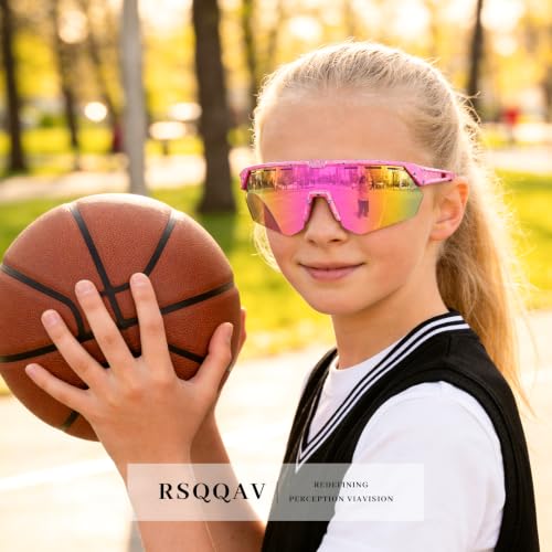 Kids Sunglasses Youth Baseball Sun Glasses for Boys Girls Cycling Sports UV400 Protection Goggles Ages 3 (3pack-pink+white/Blue+black-green)