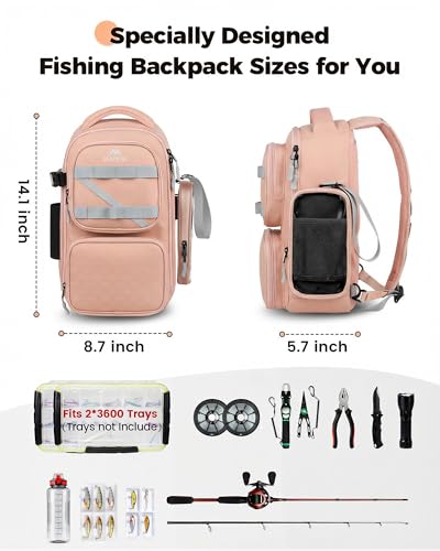 Girls Fishing Tackle Bag (Pink / 14.1 X 8.7 X 5.7 inches)