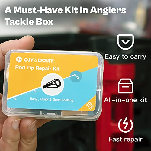 Fishing Rod Tip Repair Kit with Glue (UV-Glue-Kit / 10 Tips)