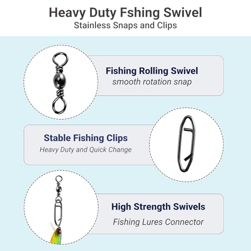 High Strength Fishing Swivels Stainless Clips Steel Snap Swivels Barrel Connector Saltwater Swivel Fishing Rolling Black Nickel (Size 1/0+L (84lb) 25 pcs)