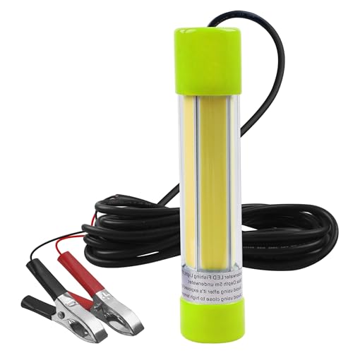 Underwater Fishing Light 20W 16000 Lumens 12V Super Bright LED Submersible Fish Bait Finder Lamp Deep Drop Night Fishing Attracting Light for Snook Crappie Squid Shrimp Prawns Boat Dock (White)