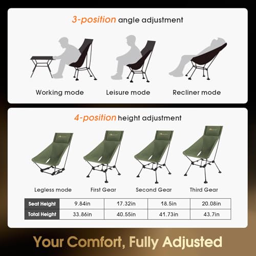 Oversized High Back Camping Chair for Adults (Green)