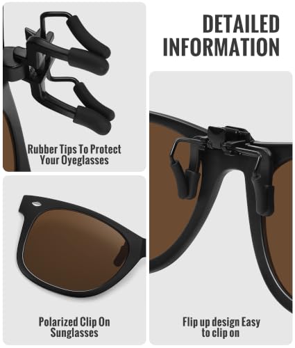 Polarized Clip On Sunglasses for Men Women (3pack-black+dark Green+brown)
