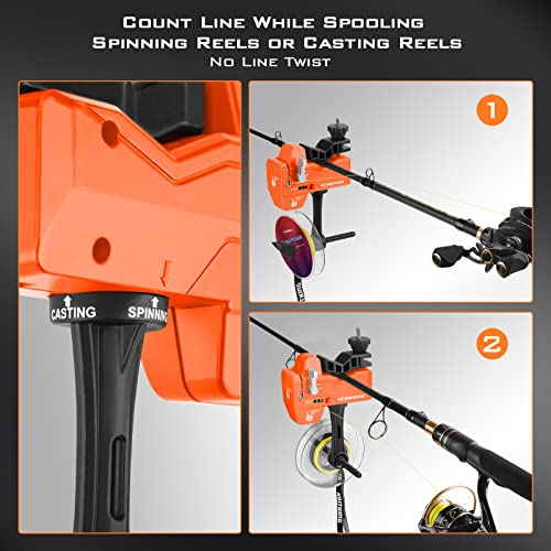 Kalibrate Fishing Line Spooler with 5" Braid Scissors (B: Line Spooler with Counter & Scissor - Orange)