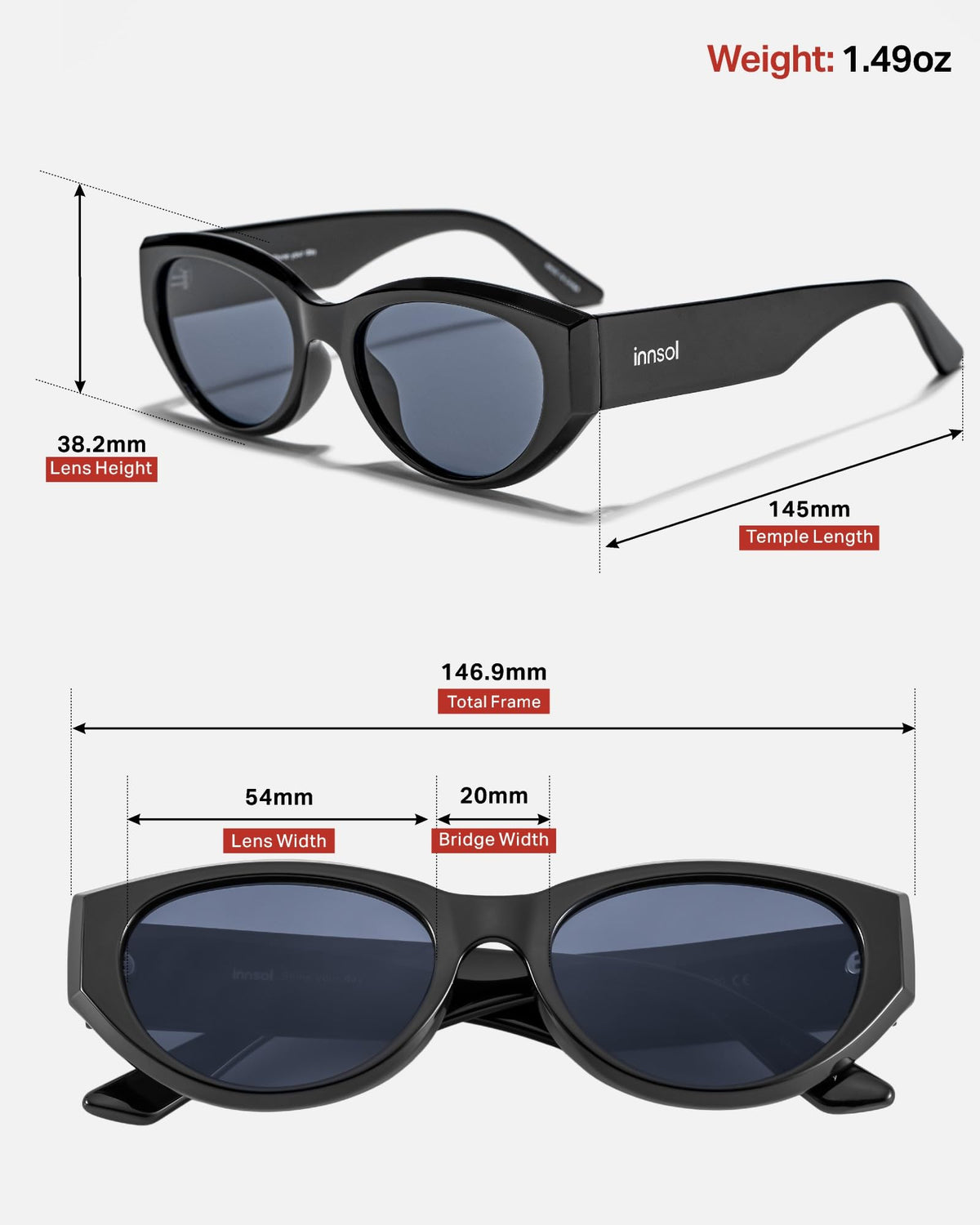 Modern Edgy Cat Eye Sunglasses for Women (Gloss Black/Gray)