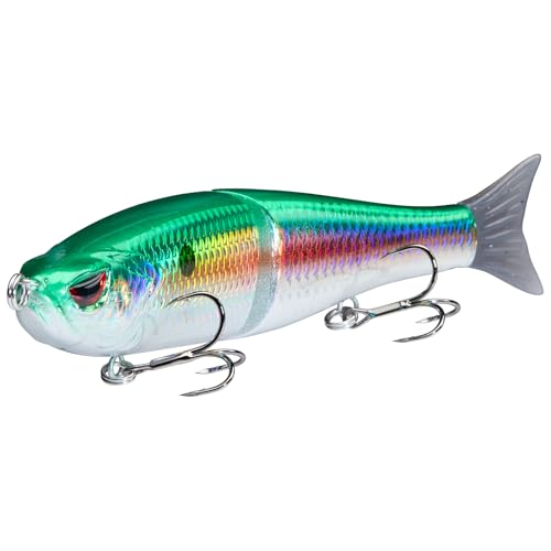SwimShad Glide Baits Jointed Swimbait Bass Pike Salmon Trout Muskie Fishing Lure (Black/Silver +Gizzard Shad +Sardine / 4.5in/0.65oz)