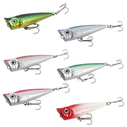 Top Water Popper Lures (5pcs Soild Color)