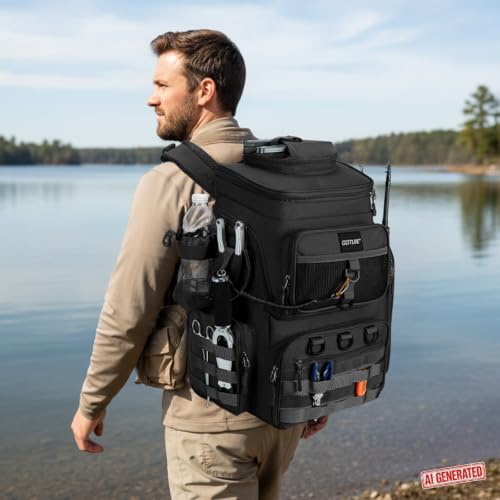 Fishing Backpack with 4 Tackle Boxes (A3:black(4 Tackle Boxes Included))