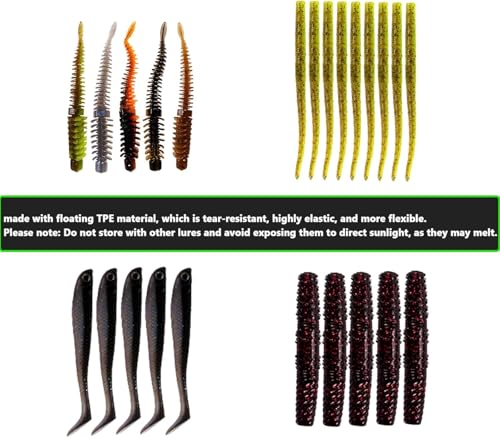 75Pcs Fishing Lures (F2-75pcs Soft Plastic Bait)
