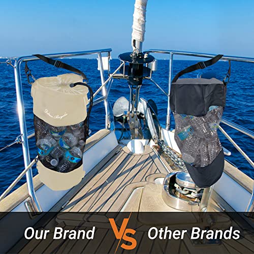 Boat Trash Can Reinforced Straps and 4 Carabiner Clips; 11x27” Extra Large Mesh Boat Trash Bag; Camper