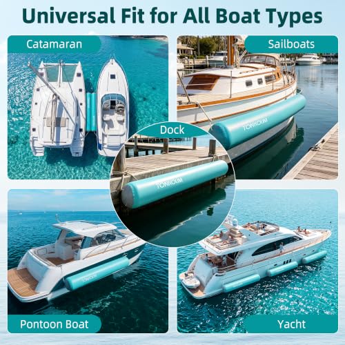 6.5FT 10FT Heavy Duty Inflatable Boat Fenders (Lake Blue - Gray / 6.5' x 14")
