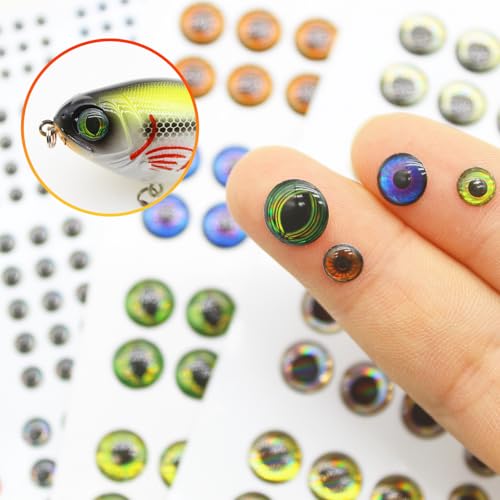 1608 Pieces 3D 4D 5D Fishing Lure Eyes Assortment with 1 Piece Tweezer for Making Fish Bait Fly Tying Streamers Crafts DIY Accessory (1608pcs)