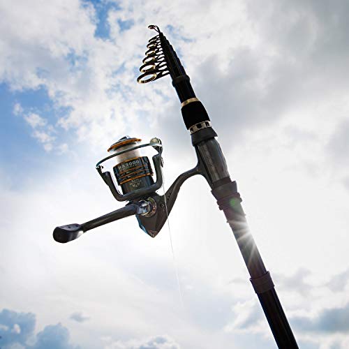 Collapsible Telescopic Fishing Rod Pole and Reel Combo Starter Kit (ONLY Fishing rod (not include reel) / 2.7m 8.86ft)