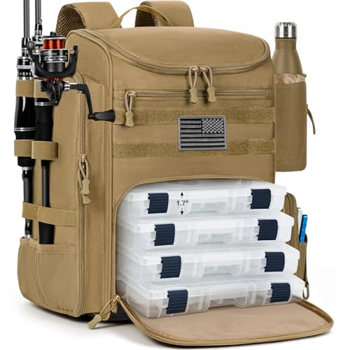 40L Tackle Fishing Backpack with 2 Rod Holders