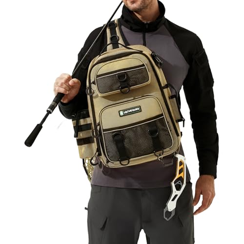 22L Wading Fishing Tackle Sling Bag (Tan)