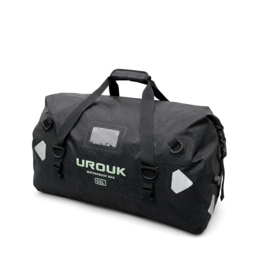 Waterproof Duffel Bag 40L 65L 90L Large Motorcycle Dry Bag Backpack (Carbon Fiber Black / 65L)