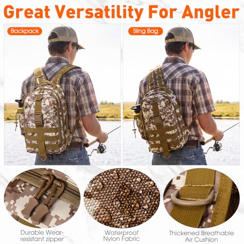 256 Pcs Fishing Backpack with Tackle Box Gears (Desert Camouflage)