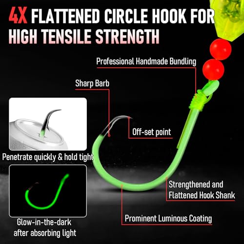 5 Pack Catfish Bait Float Rigs Kit (8/0 Hook - 40LB Line)