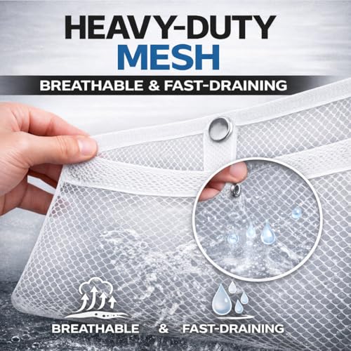 Marine Mesh Double Pocket Boat Gear Storage Bag (White / Large)
