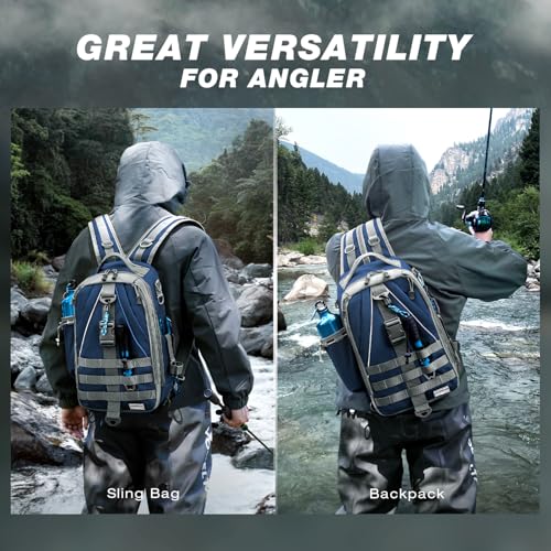 Fishing Backpack with Rod Holder (Blue)