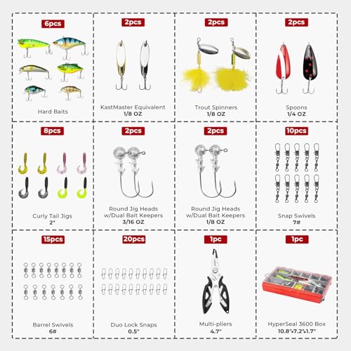 by KastKing Compact Fishing Tackle Kit for Bass Trout Panfish
