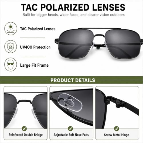 XXL Oversized Aviator Polarized Sunglasses (Gunmetal / Blue Brown)