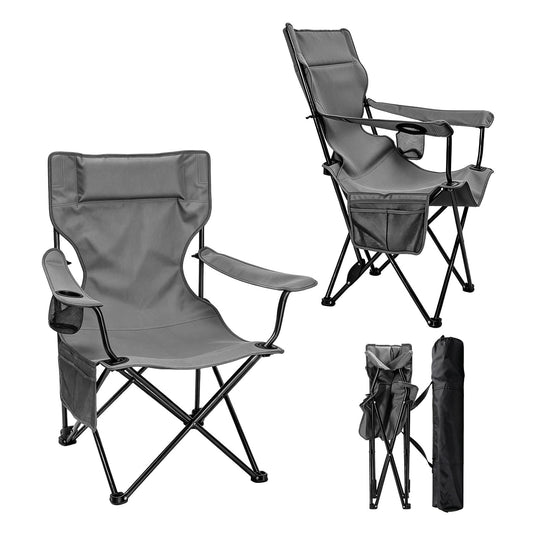 Camping Chairs 2Pack Beach Outdoor Chair for Adults Folding Lawn Chair with Cup Holder (Grey)