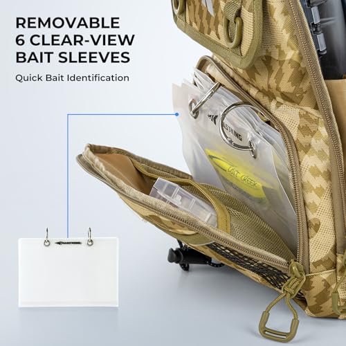 BaitSpace Fishing Sling Bag with Rod Holder (Khaki Camo / Standard)