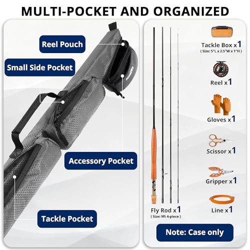 Fly Rod Case Fit 9ft 4 (Grey / For 9ft 4-piece Fly Rod (Length: 30.5''))