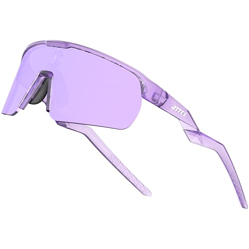 Lightweight Running Sunglasses Women Men Wrap Around UV400 Sports (2026-purple Frame-purple Lens /Mirrored)